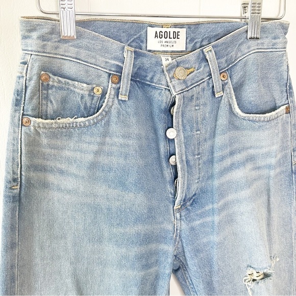 Agolde Jamie High Rise Classic Distressed Jeans in Dakota 24 - Picture 7 of 9